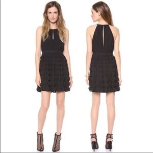Diane Von Furstenberg Gia Ruffle Skirt Halter Black Dress